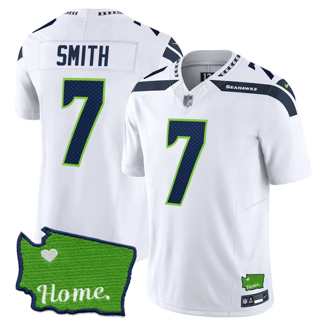 Men Seattle Seahawks 7 Smith White 2024 Nike Washington Home Patch NFL Jersey